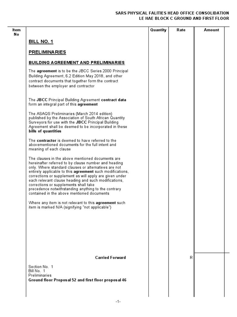 Building and Electrical Block C Boq PDF Occupational Safety And