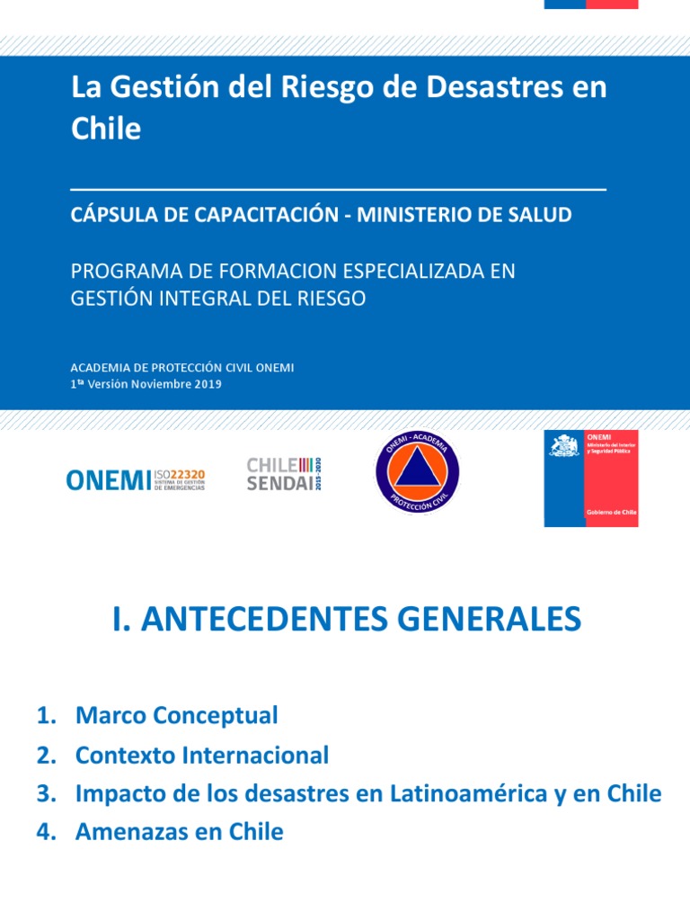 Gestión del Riesgo de Desastres en Chile | PDF | Defensa Civil | Riesgo