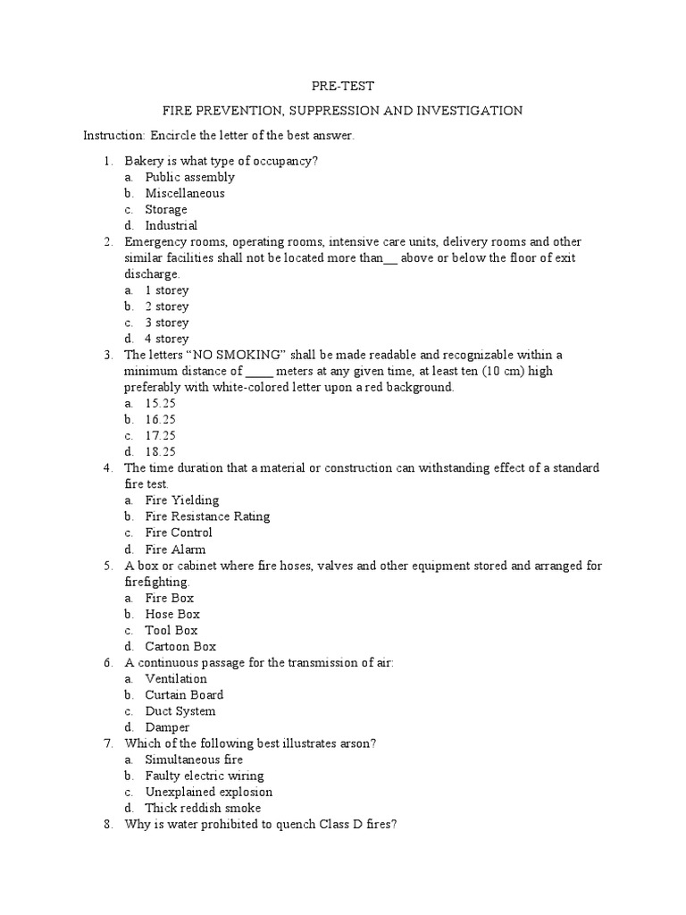 Fire Prevention and Safety Quiz | PDF | Fires | Materials