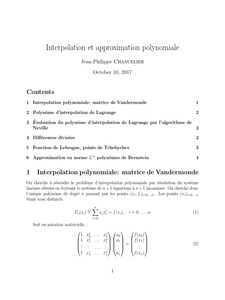 Interpolation et approximation polynomiale | PDF | Interpolation | Polynôme