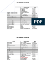 Approved Vendor List