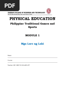 Physical Education: Philippine Traditional Games and Sports