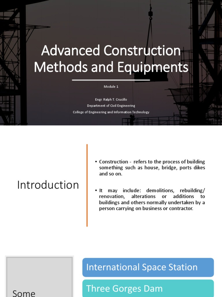 Advanced Construction Methods and Equipments PDF Specification