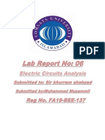 Lab Report No: 06: Reg No. FA19-BEE-137