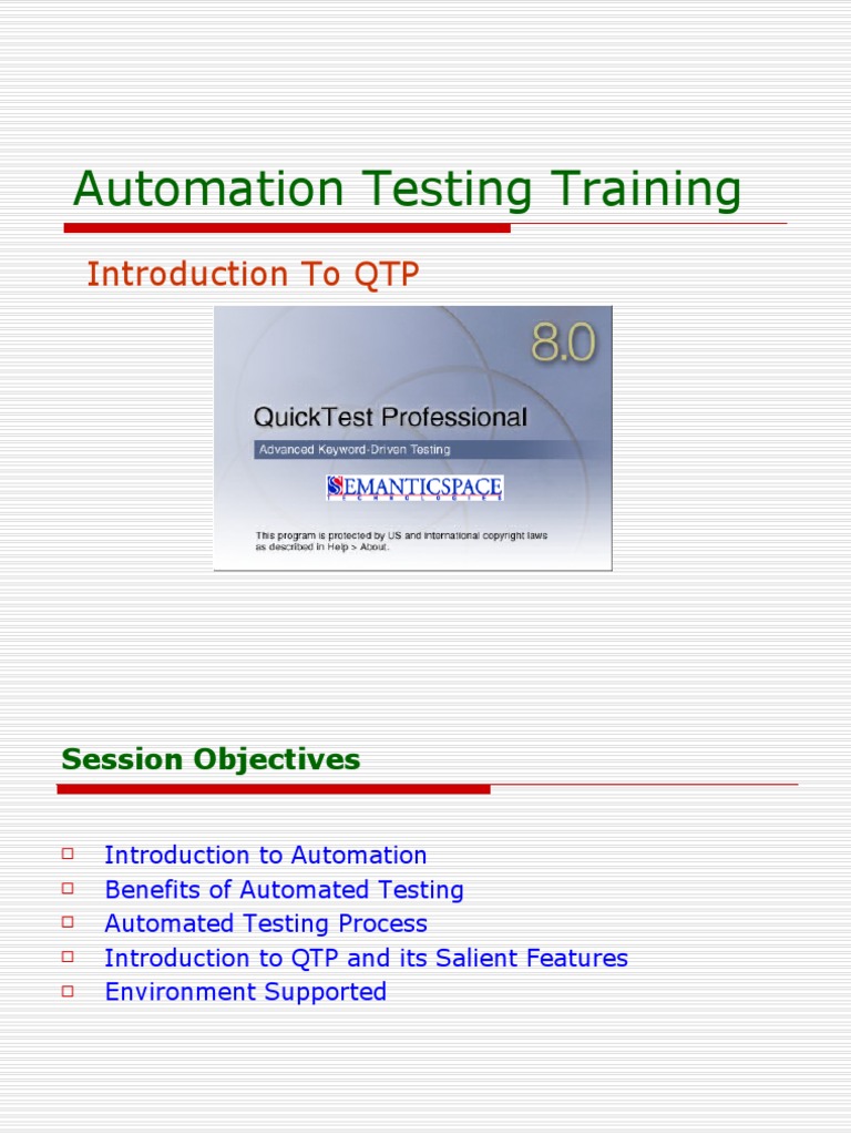 Automation Testing Training: Introduction To QTP | PDF