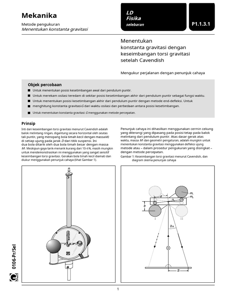 P1131 Cavendish Experiment Gravitational Constant En id PDF