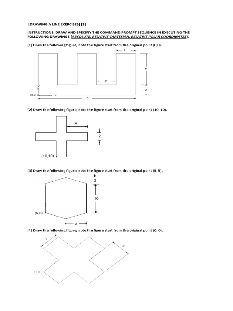 Line Drawing Exercises with Coordinates | PDF