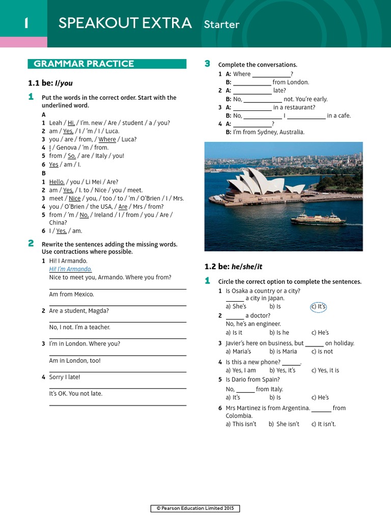 Speakout Extra Grammar Starter With Key | PDF