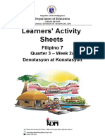 Learners' Activity Sheets: Filipino 7