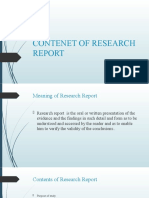 Contenet of Research Report