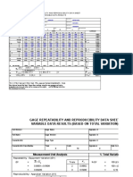 Gage Repeatability and Reproducibility Data Sheet Variable Data Results