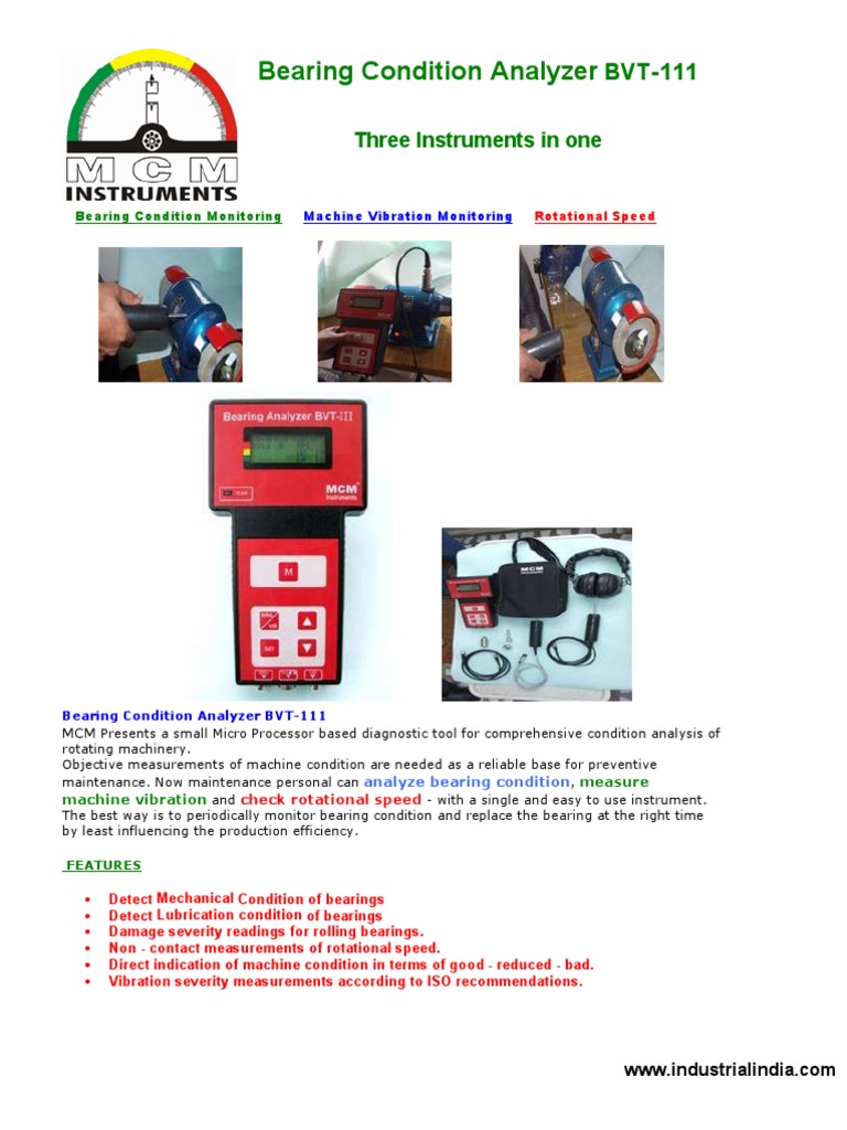 Bearing SPM Condition Analyser BVT 111 | Download Free PDF | Bearing ...