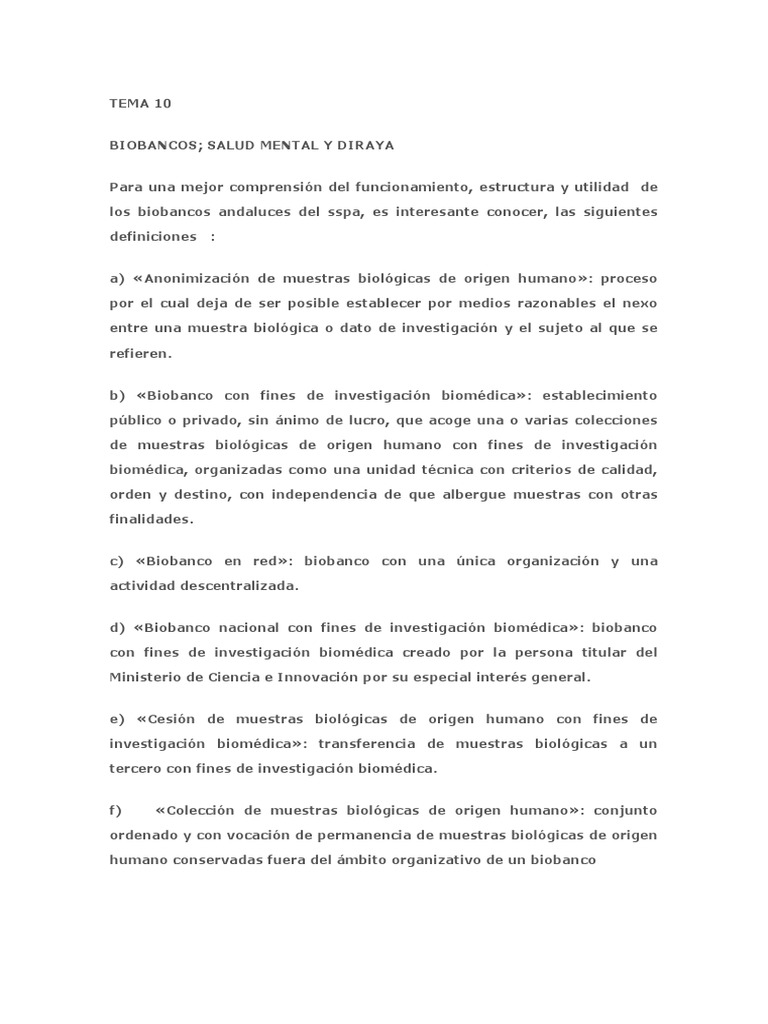 Biobancos Andaluces: Estructura y Normativa | PDF | Hospital | Salud mental