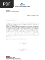 Carta de la Asociación Pro Derechos Humanos de España (APDHE) al presidente del Gobierno español sobre las exigencias del derecho internacional en relación al Sáhara Occidental