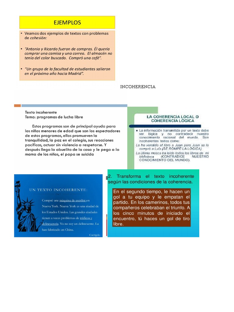Ejemplos de incoherencia textual | PDF