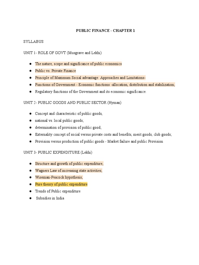 Public Finance: Government Roles & Functions | PDF | Public Finance ...