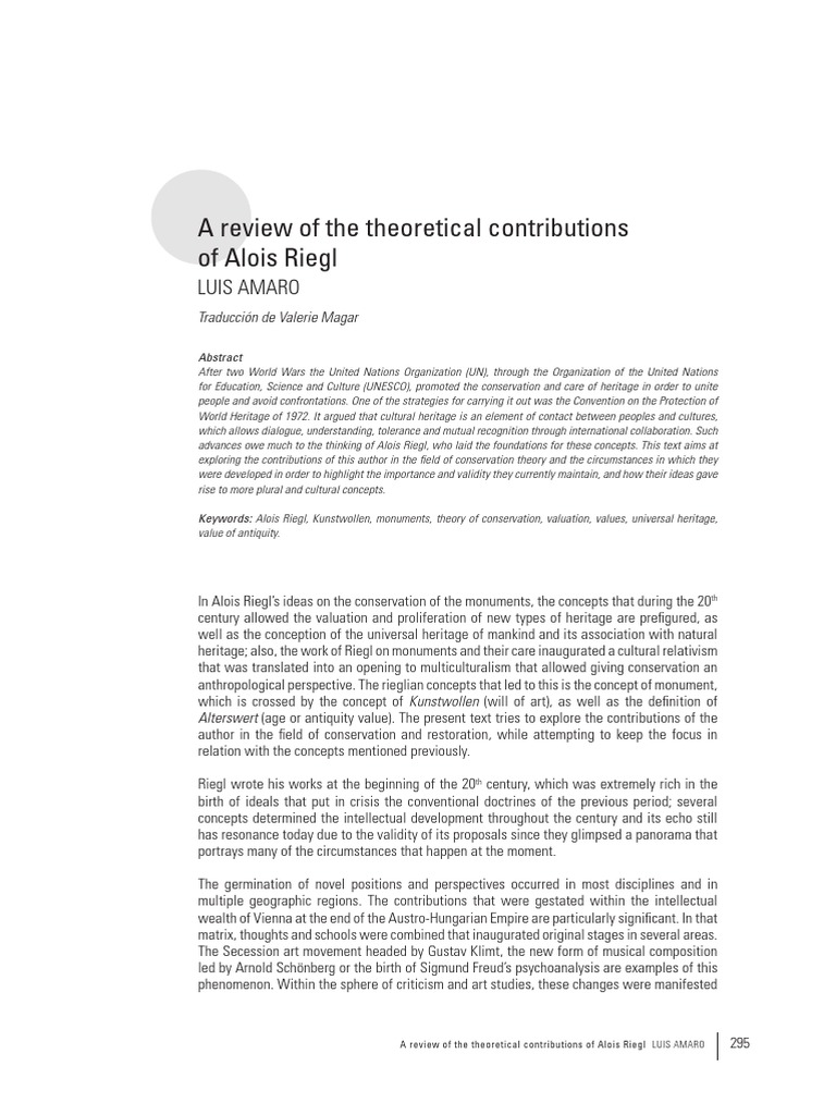 Alois Riegl's pioneering theories on conservation | PDF | Art History ...