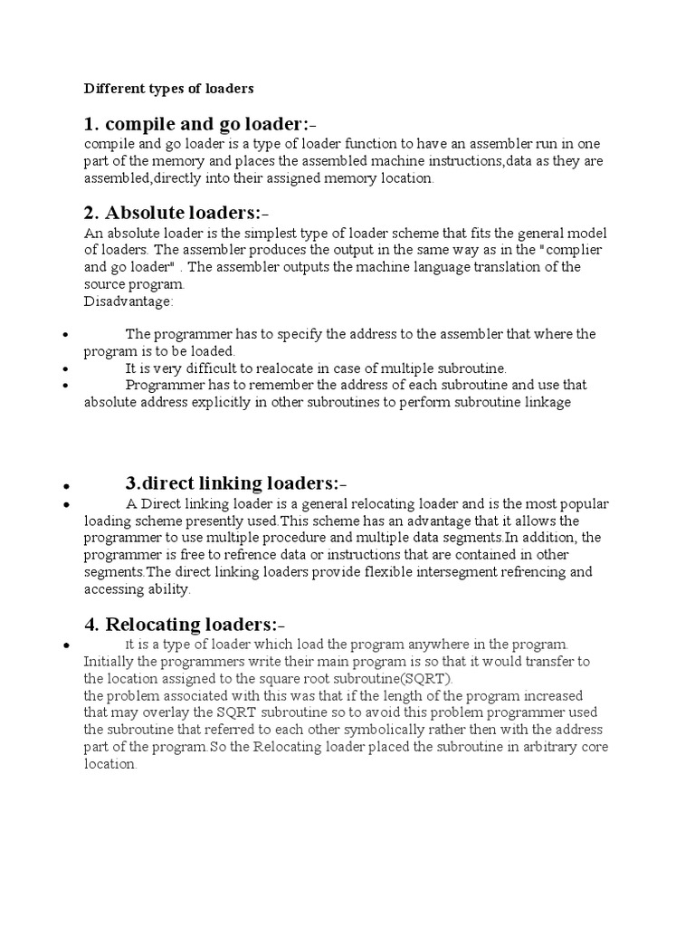 Different Types of Loaders | PDF