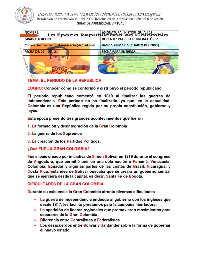 Guía de aprendizaje sobre la formación y desintegración de la Gran