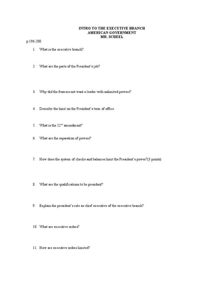Overview of the Executive Branch | PDF