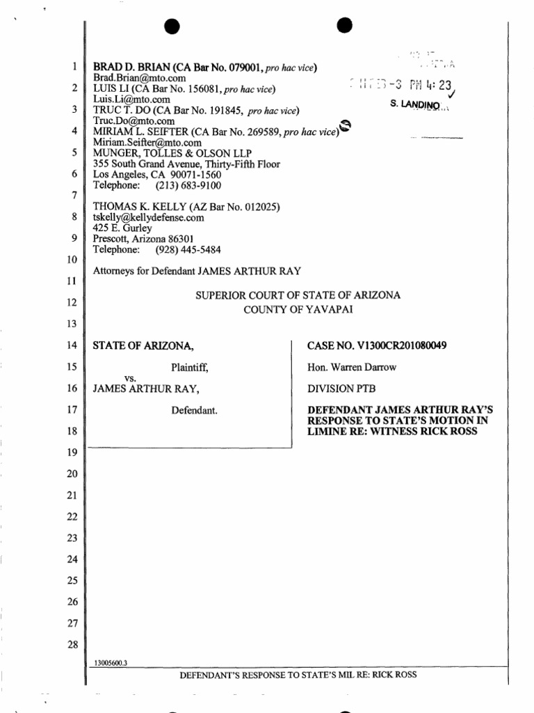 State of Arizona v. James Arthur Ray, Case No. V1300CR201080049