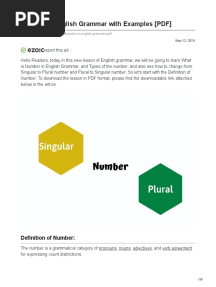 Number in English Grammar With Examples PDF