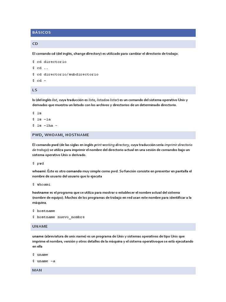Comandos Básicos de Unix y Linux | PDF | Archivo de computadora ...