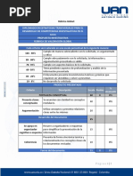 Rúbrica global para diplomado en estrategias transversales