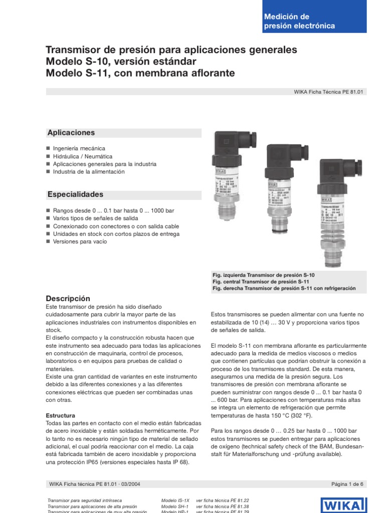 Transmisor de Presion Uso General, PDF, Transmisor