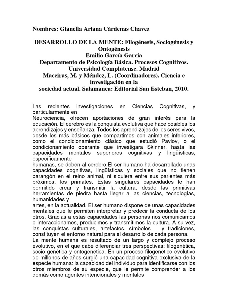 Filogenesis y 17 | PDF | Mente | Evolución