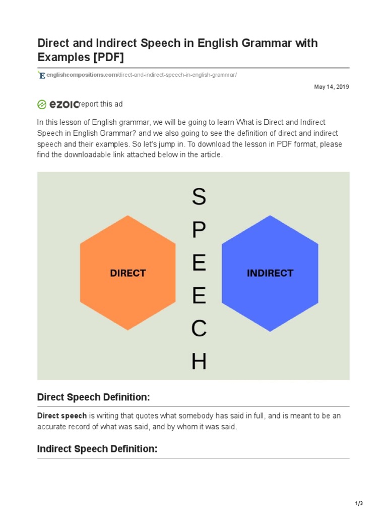 Direct and Indirect Speech Explained | PDF | English Grammar | Writers