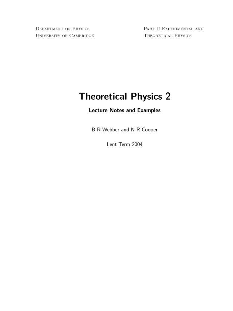 Theoretical Physics Lecture Notes | PDF | Eigenvalues And Eigenvectors ...