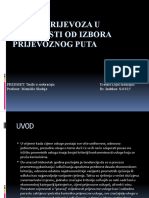 Cijena Prijevoza U Zavisnosti Od Izbora Prijevoznog Puta