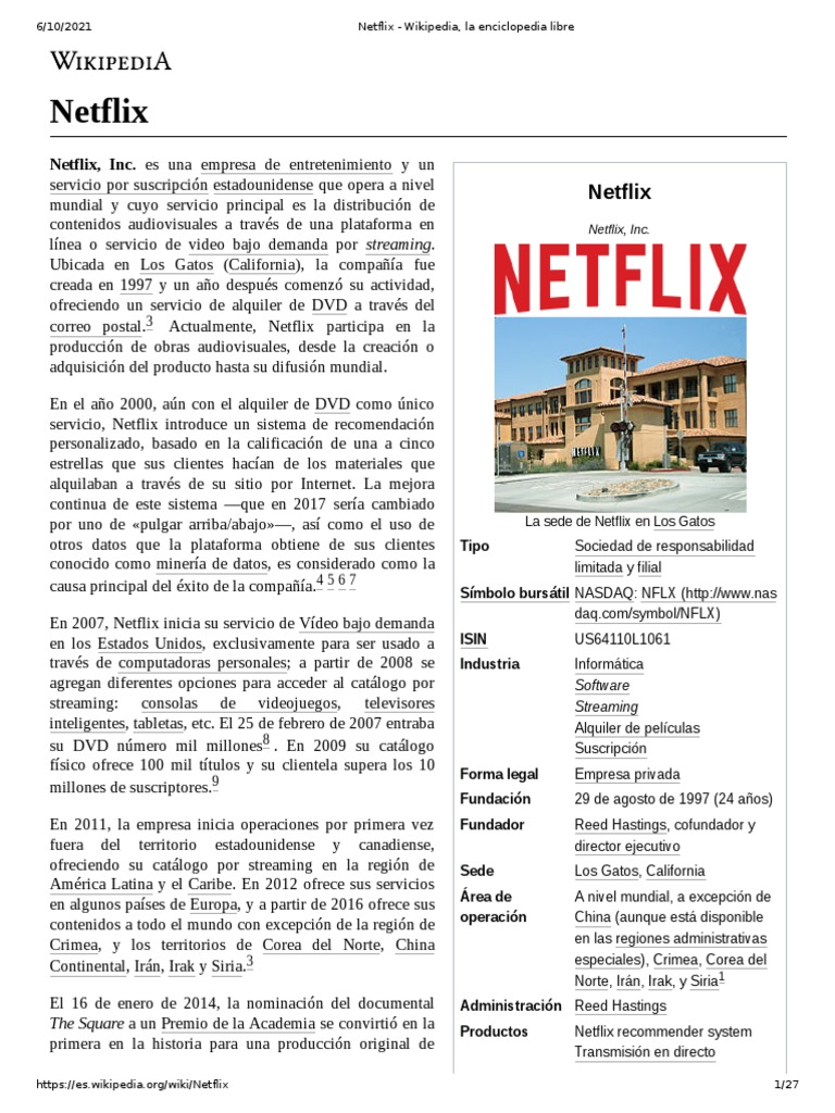 Image Result For Netflix Wikipedia La Enciclopedia Libre