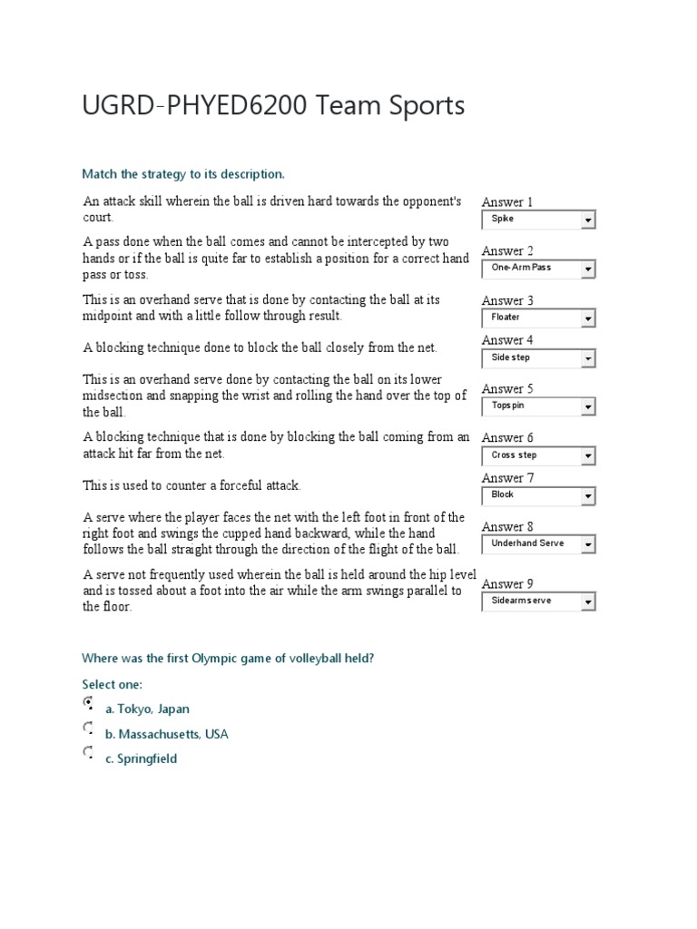 UGRDPHYED6200 Team Sports Prelim Quiz 1 PDF