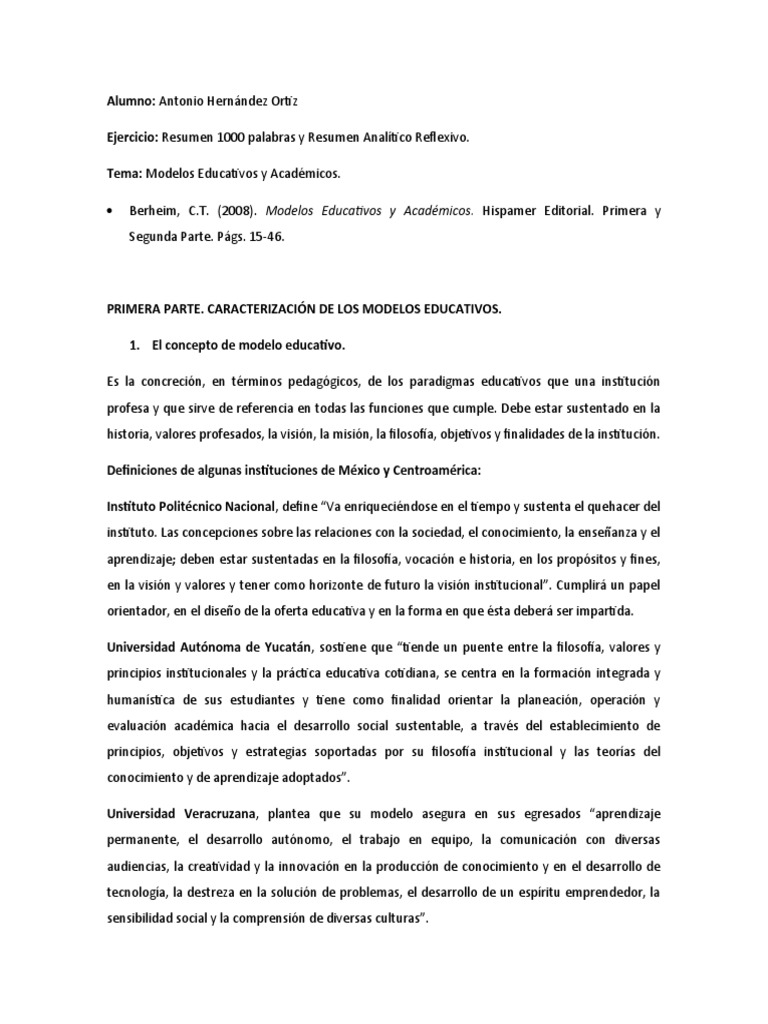 Resumen de Modelos Educativos | PDF | Maestros | Aprendizaje