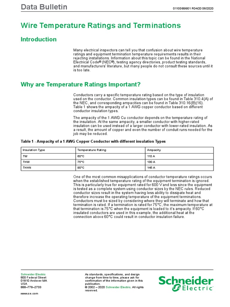 Clasificacion de Temperatura en Cables y Terminales | PDF | Electrical ...