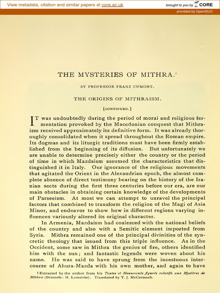 The Origins of Mithraism Exploring the Development and Spread of the