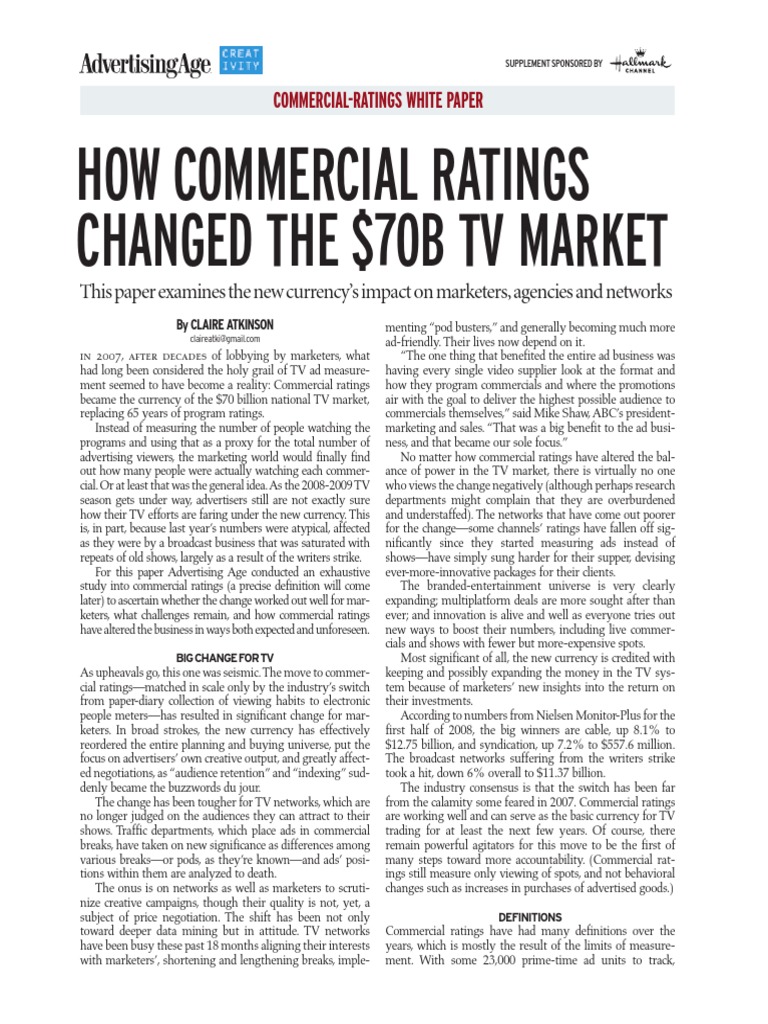 Commercial-Ratings White Paper | PDF | Nielsen Ratings | Audience ...