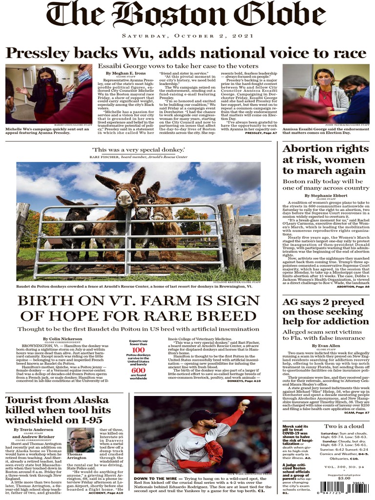 The Boston Globe - Vol. 300 No. 094 (02 Oct 2021) | PDF | Democratic Party  (United States) | American Government, image size:768x1024