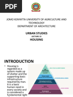 Urban Studies Housing: Jomo Kenyatta University of Agriculture and Technology Department of Architecture