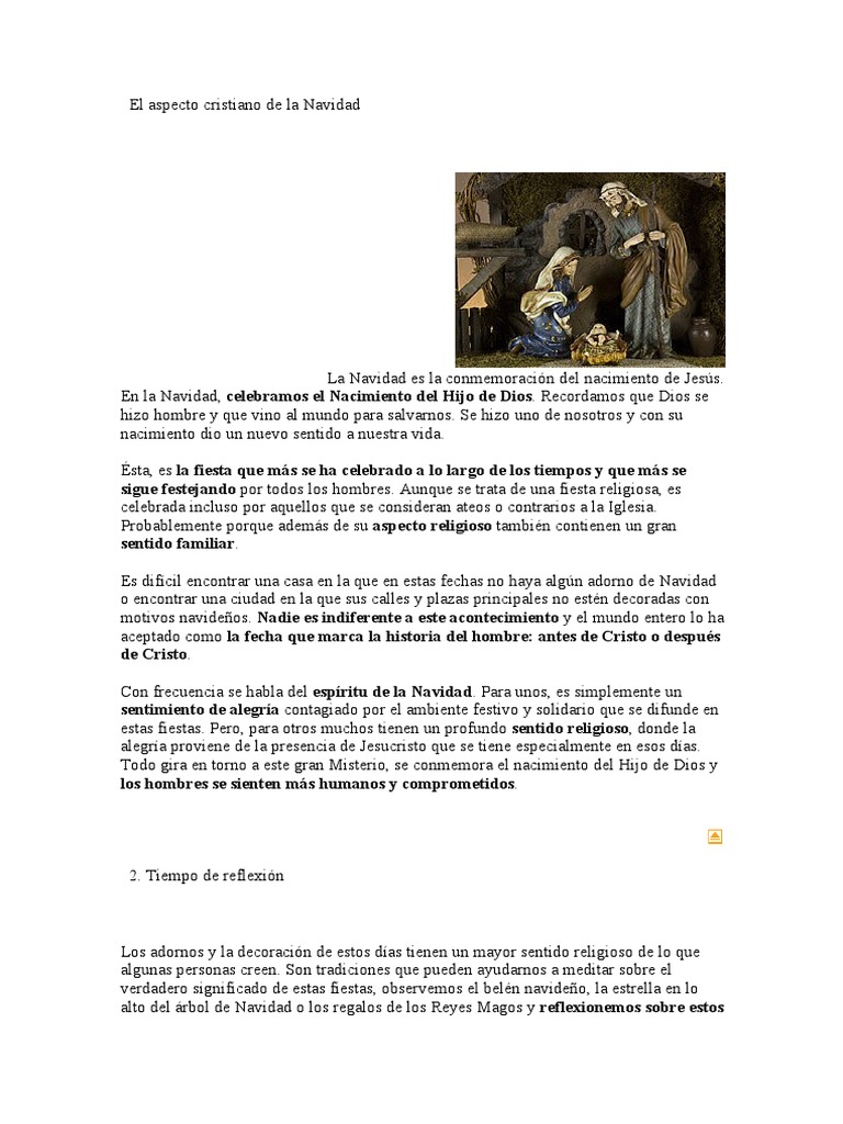 Aspecto religioso de la Navidad | PDF | Navidad | Natividad De Jesus