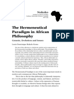 The Hermeneutical Paradigm in African Philosophy: Nokoko