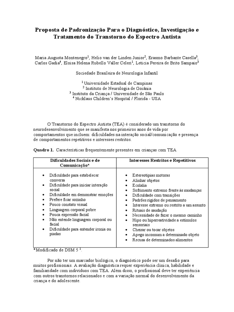 Guidelines TEA | PDF | Transtorno de déficit de atenção e ...