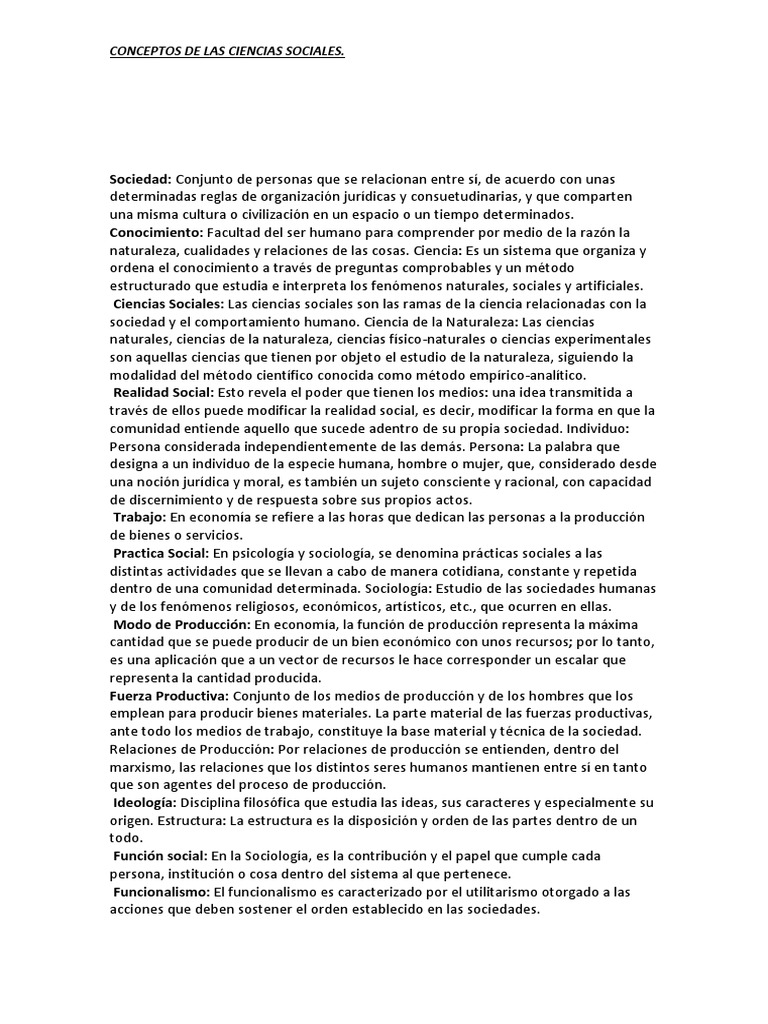 Conceptos Clave en Ciencias Sociales | PDF | Sociedad | Sociología
