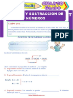 Suma y Resta de Números Naturales para Cuarto Grado de Primaria