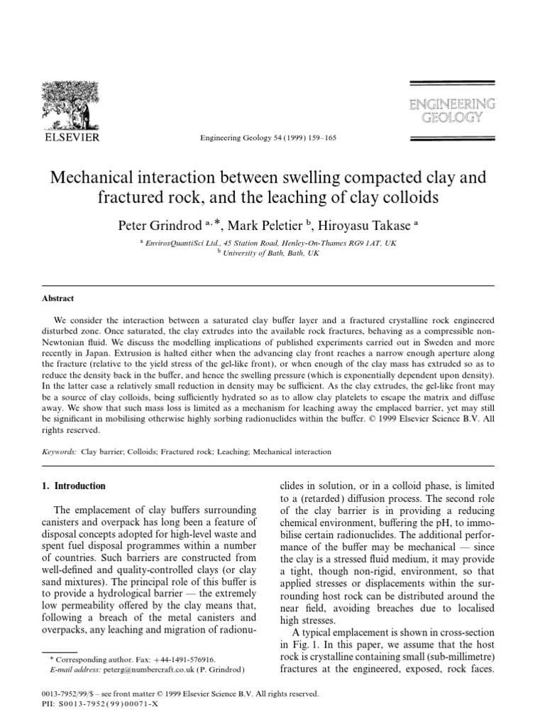Mechanical Interaction Between Swelling Compacted Clay and Fractured ...