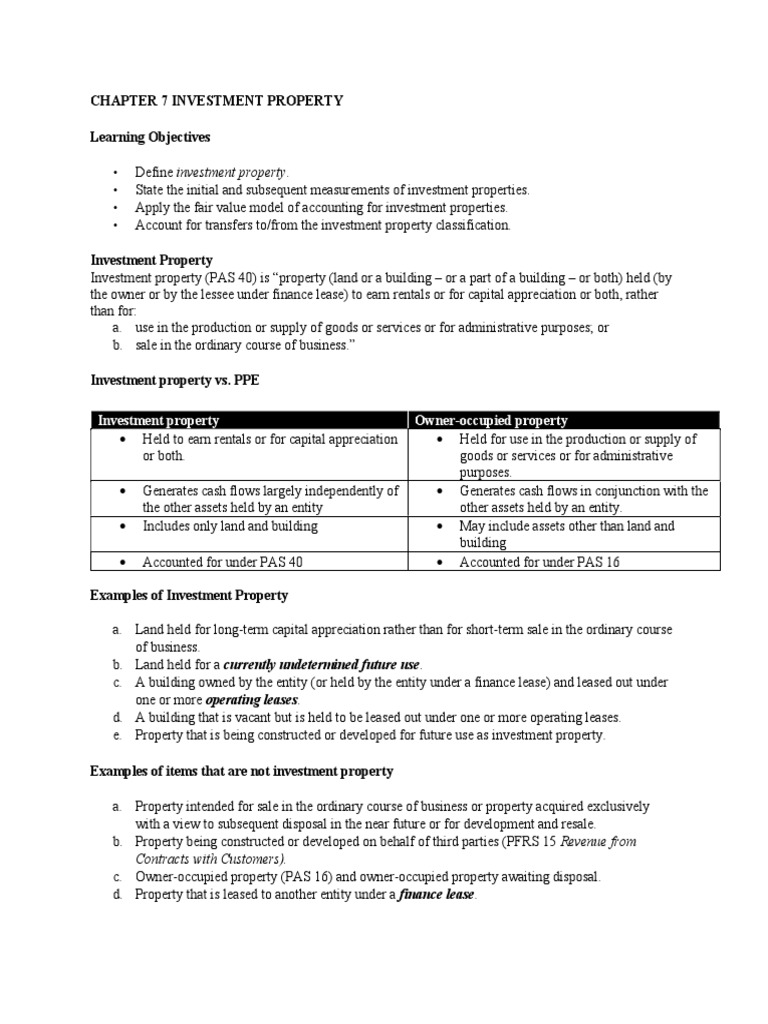 Chapter 7 Investment Property | PDF | Depreciation | Investing