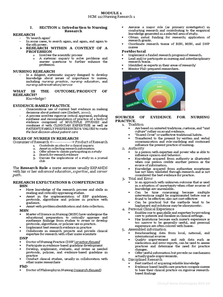 Research Notes 1 PDF Evidence Based Medicine Nursing