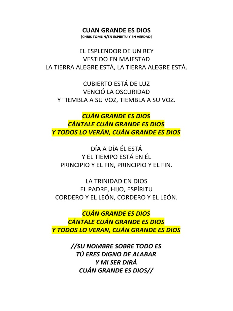 Cuan Grande Es Dios Letra PDF